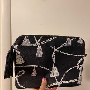 Talbots Black and White Chain Print Wristlet Clutch